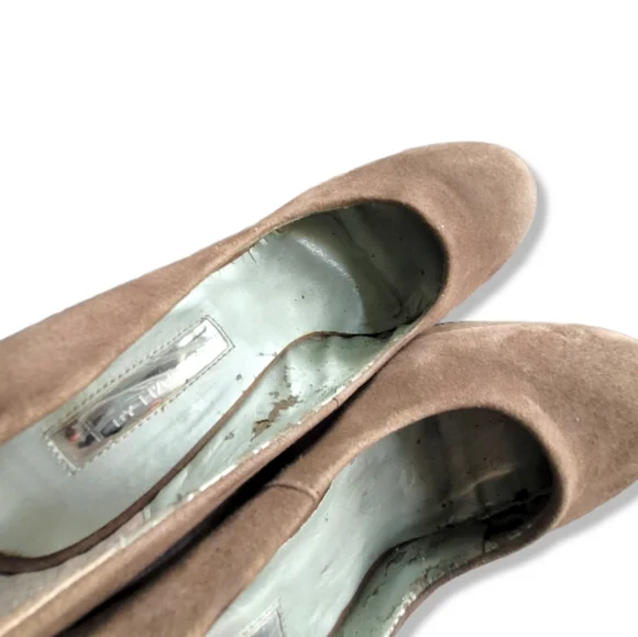 Halston Taupe Suede Platform Heels, 6 - Picture 2 of 8